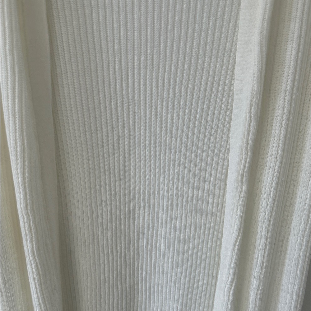 Tahari Sweater Women’s M White Linen Open Front Duster Romantic Feminine - Picture 13 of 16